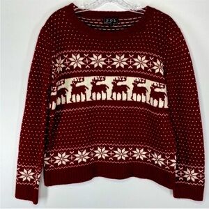 POL Women's Burgundy and White Sweater Large EUC